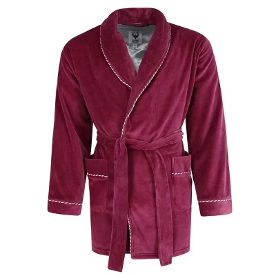 Мужской велюровый халат Ascentix, бордовый