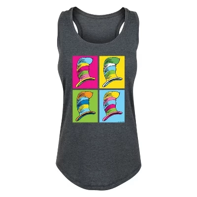 Женские - - Шляпы с изображением кота в шляпе Color Block с графическим принтом Racerback Tank heather charcoal