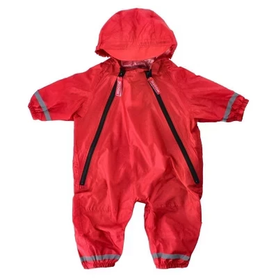 Toddler Waterproof Rainsuit with Reflective Stripes by Wootie red