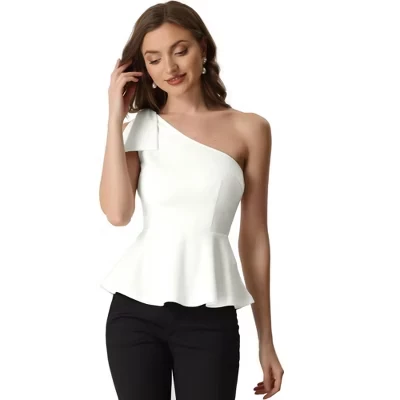 Женский топ INSPIRE CHIC с бантом и баской, белый