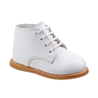 Нескользящая детская обувь для первых ходунков Josmo Logan Toddler Leather для мальчиков / девочек, белая