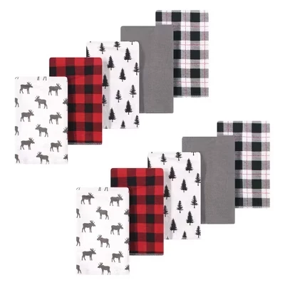 Детские фланелевые салфетки для отрыжки Hudson Baby 10pk buffalo plaid moose