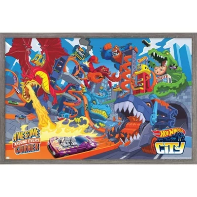 Постер Hot Wheels «Awesome Around Every Corner», рама barnwood