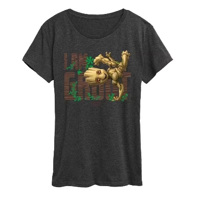 Женская футболка Guardians of the Galaxy I Am Groot с коротким рукавом и графическим рисунком heather charcoal