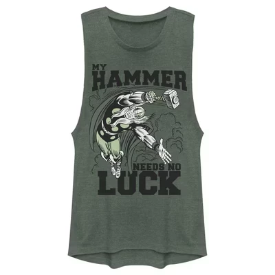 Юниорская женская футболка на день Святого Патрика Thor My Hammer Needs No Luck Festival Muscle Tee зеленая
