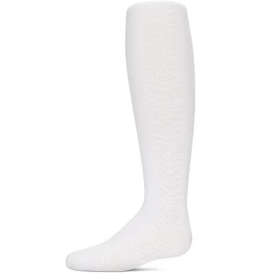 Непрозрачные нейлоновые колготки Memoi Girls' Arrow Flip Stitch белого цвета