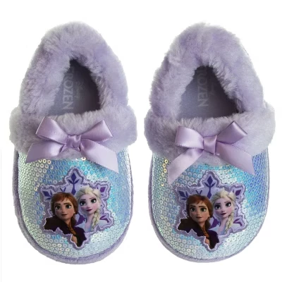 Домашние тапочки Frozen Girls - Легкие теплые плюшевые тапочки Elsa и Anna, мягкие домашние туфли Aline - фиолетовые (размеры для малышей 5-12) фиолетовый