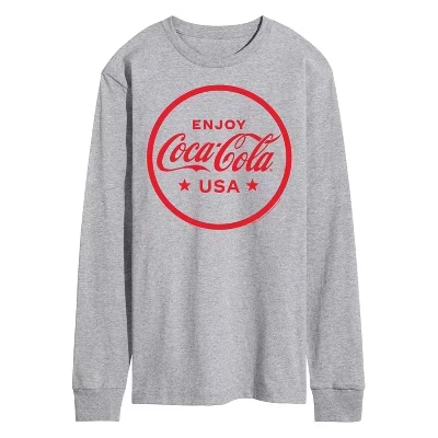 Мужская футболка Enjoy Coca Cola USA с длинным рукавом и графическим рисунком athletic heather