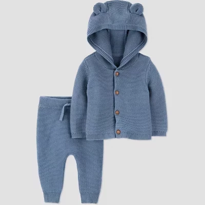 Детский комплект Carter's, худи с ушками и джоггеры, синий