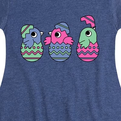 Платье с короткими рукавами и графическим принтом Chickens In Eggs Fit & Flair цвета Хизер темно-синий