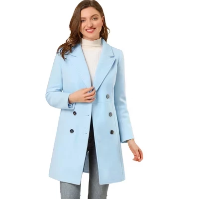Женское пальто INSPIRE CHIC двубортное длинное, синее