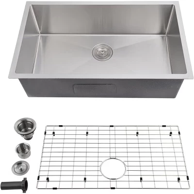 Modern Drop-in Workstation Kitchen Sink - 16 Gauge Stainless Steel Topmount Sink, 9