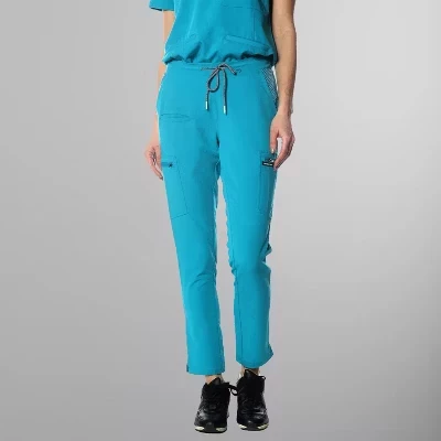 Женские брюки-карго Scrub Jogger с открытой нижней частью штанины (сумки с карманами на талии с принтом) бирюзового цвета