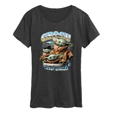 Women's -  - Grogu The Child Short Sleeve Graphic T-Shirt heather charcoal
