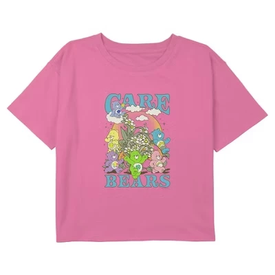 Укороченная футболка с рисунком Girl's Floral Squad Graphic розового цвета