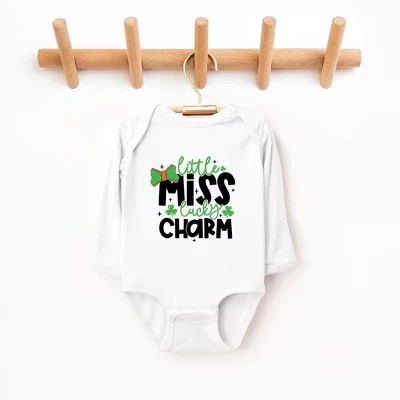 Детское боди Little Miss Lucky Charm с длинным рукавом белого цвета