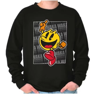 Толстовка для видеоигр PACMAN Waka Waka Sweatshirt для мужчин или женщин с лицензией черного цвета