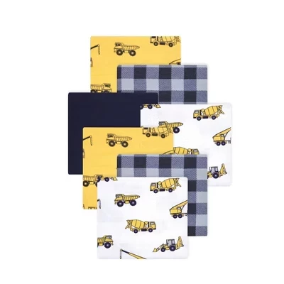 Хлопчатобумажные Поли фланелевые одеяла для мальчиков Little Treasure Boys 7Pk Multipack желтого цвета