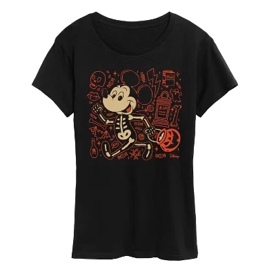 Женская футболка с коротким рукавом Mickey Hallow Doodles, черная