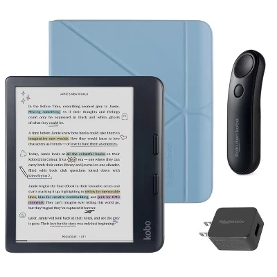 Электронная книга kobo libra colour в темно-голубом чехле