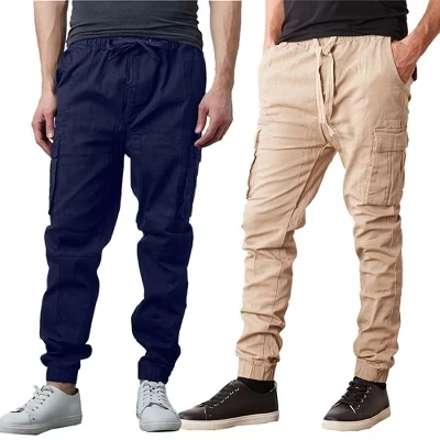 Мужские облегающие хлопчатобумажные брюки-карго Flex Stretch Cargo для бега трусцой - 2 упаковки разноцветных цветов