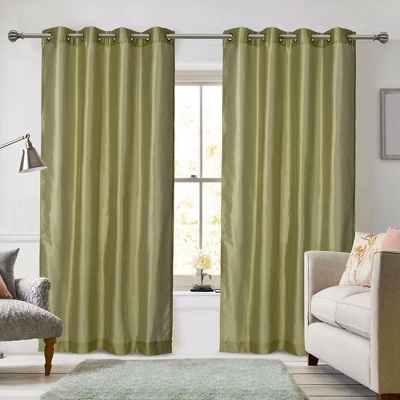 Пара роскошных штор Ruthy's Textile с люверсами из искусственного шелка размером 54 x 84 дюйма Каждая зеленого цвета