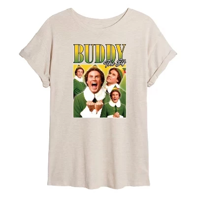 Женская футболка с изображением рождественского эльфа Buddy the Oversize с графическим рисунком birch