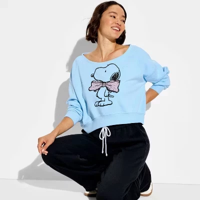 Женская толстовка-пуловер с графическим принтом Snoopy Bow - синий