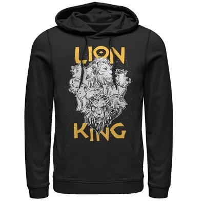 Мужская толстовка с капюшоном Lion King Animal Kingdom Crew Pull Over черного цвета