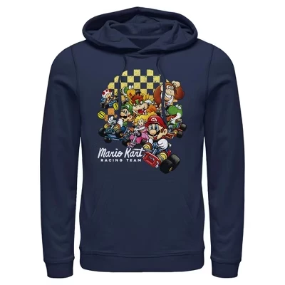 Мужская толстовка с капюшоном Mario Kart Cast Collage Pull Over синего цвета