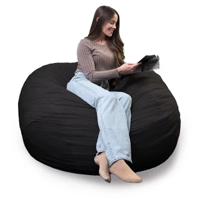 Кресло-мешок Bean Bag со съемным чехлом, наполнителем из пенопласта, разных размеров и тканей, черного цвета для всех возрастов