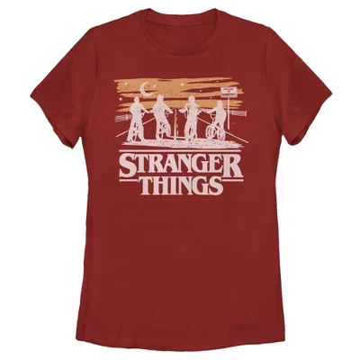 Женская футболка Stranger Things Starry Bike Ride, красная
