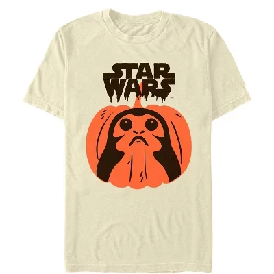 Мужская кремовая футболка The Last Jedi Halloween Porg-o'-Lantern с изображением Последнего Джедая на Хэллоуин