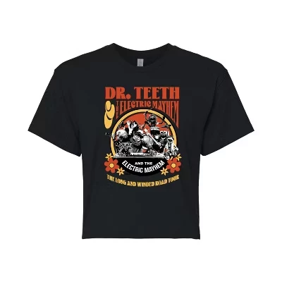 Женская - - Dr. Teeth: Укороченная футболка с графическим принтом Long & Winded Tour черного цвета