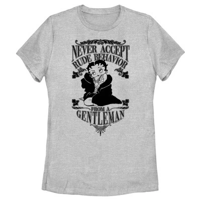 Женская футболка Betty Boop «Грубый джентльмен», серый меланж