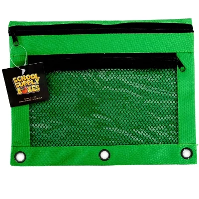 Пенал для папки School Supply Boxes двухкарманный, зеленый