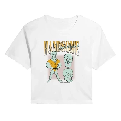 Женская укороченная футболка SpongeBob Handsome Squidward, белая