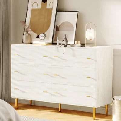 Комод SunnyFurn, 6 ящиков, белый