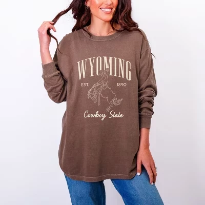 Женская футболка Simply Sage Wyoming Cowboy State, кофейная