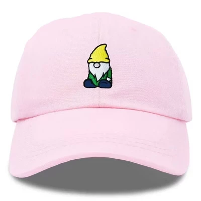 Вышитая гномом хлопчатобумажная бейсболка Adjustable Dad Hat Мужская розовая