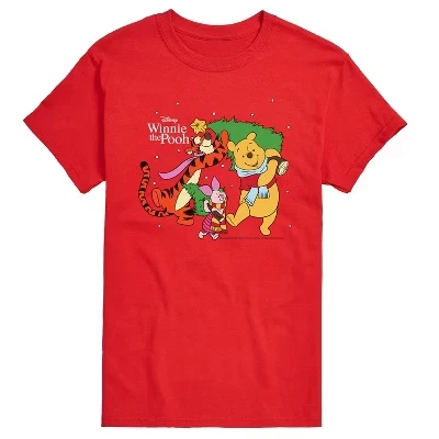 Мужская футболка Winnie the Pooh Christmas, красная