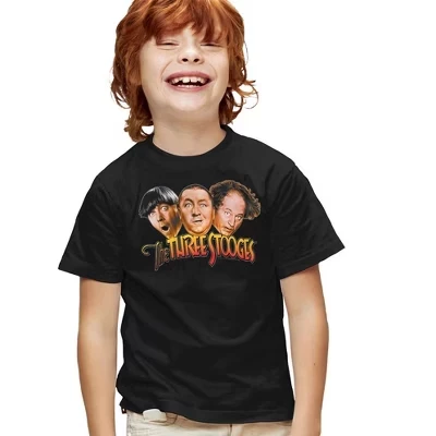 Футболка с логотипом three Stooges three Head для мальчиков с коротким рукавом, черная