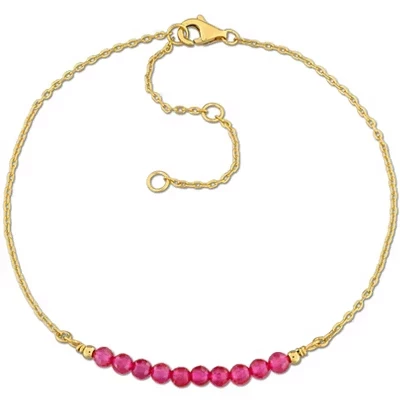 EVERLY JEWELRY | Серебряный браслет из бусин с драгоценными камнями - 9 дюймов - Различные варианты цвета драгоценных камней и металла, созданные рубином