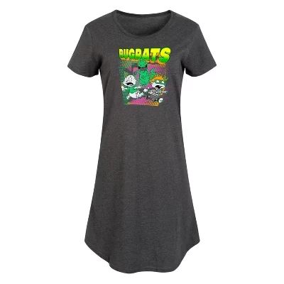 Женская одежда - Томми и Чаки, бегущие от Reptar, Платье-футболка с графическим рисунком heather charcoal