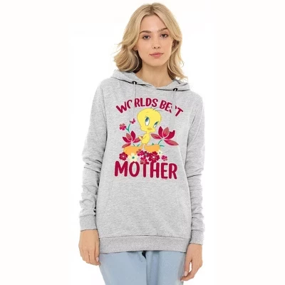 Женское худи Looney Tunes World's Best Mom, серое