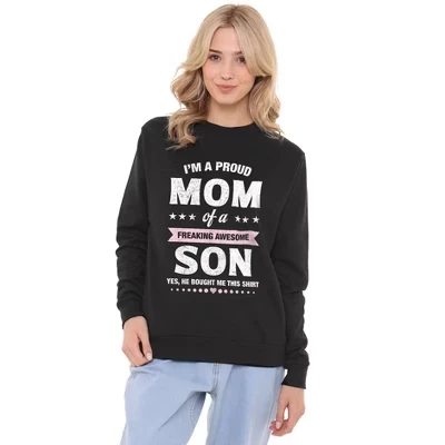 Женская толстовка Proud Mom, подарок гордой мамы от Son Crew, черного цвета