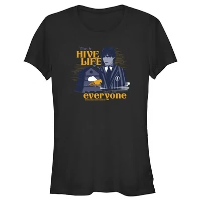 Женская футболка Juniors Womens Wednesday The Hive Life Everyone черного цвета