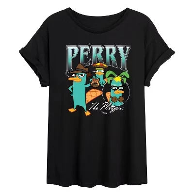 Женская футболка с объемным рисунком Perry Platapus Bootleg черного цвета