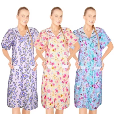Женские домашние платья JEFFRICO 3 Pack с карманами - Легкие, дышащие, с коротким рукавом, Муумуу и ночные рубашки - Тряпки для пыли