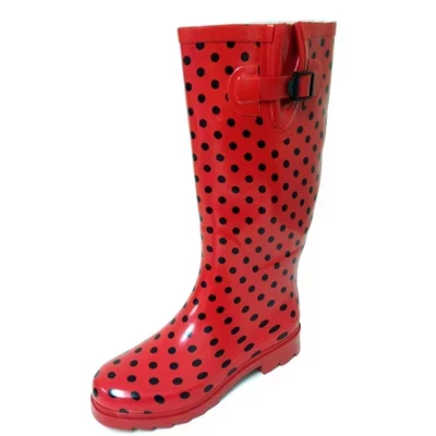 Женские резиновые сапоги до середины икры в красный горошек Snow Rainboot